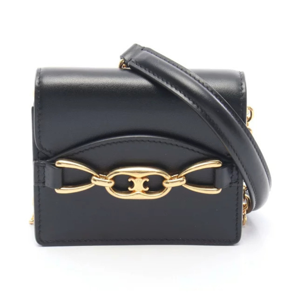 Celine Maillon Triomphe Shoulder Bag Leather Black